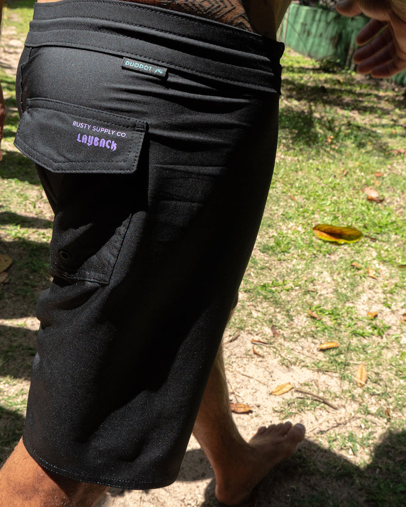 Boardshort Rusty x Layback Lay Gothic Ride Preto