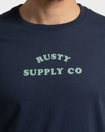 Camiseta Rusty Manga Longa Supply Marinho